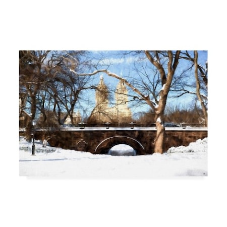 Philippe Hugonnard 'Winter Crossing Bridge' Canvas Art,30x47